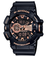 G-Shock Men's Watch Analog & Digital Combo, Black & Rose Gold Dial Black Resin Band, GA-400GB-1A4DR