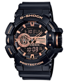 G-Shock Men's Watch Analog & Digital Combo, Black & Rose Gold Dial Black Resin Band, GA-400GB-1A4DR
