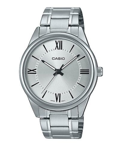 Casio men analog watch, silver dial with comfortable strap, model CS-MTP-V005D-7B5UD, Bahrain