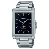 Casio Men's Watch, Moon Phase Executive Black Dial, Silver Stainless Steel Strap, MTP-M105D-1AVDF