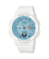 Baby-G Women's Watch Analog & Digital Combo, Blue Dial White Resin Band, BGA-250-7A1DR