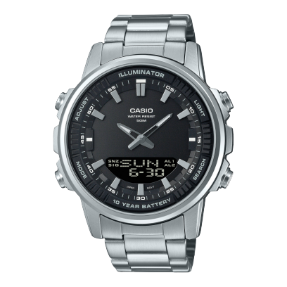 Casio men analog watch, black dial with comfortable strap, model CS-AMW-880D-1AVDF, Bahrain