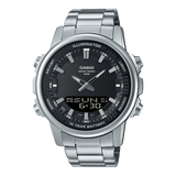 Casio Men's watch, Black Dial Silver Stainless Steel Strap, AMW-880D-1AVDF