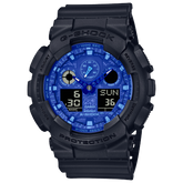 G-Shock Men's Watch Analog & Digital, Neo Blue Dial Black Resin Band, GA-100BP-1AD