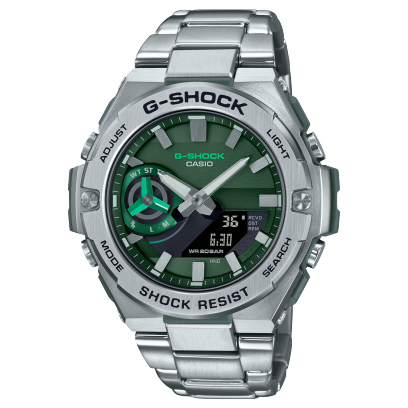 G-Shock Solar powered Smartphone Link, Green Dial Black Metal Band Watch for Men, GST-B500AD-3ADR