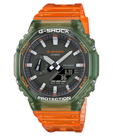 G-Shock Men's Watch Analog & Digital Combo, Black Dial Transparent Orange Resin Band, GA-2100HC-4ADR