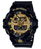 G-Shock Men's Watch Analog & Digital Combo, Golden Dial Black Resin Band, GA-710GB-1ADR