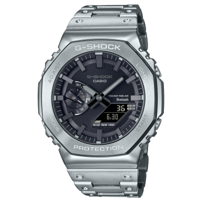 G-Shock Analog & Digital, Black Dial Silver Metal Band Watch for Men, GMB-2100D-1ADR