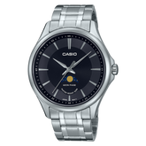 Casio Men's Watch Moonphase, Black Dial Silver Stainless Steel Strap, MTP-M100D-1AVDF