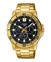 Casio Men's Watch Analog, Black Dial Gold Stainless Steel Strap, MTP-VD300G-1EUD