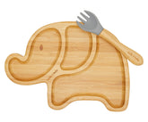 Milk It Baby, Bamboo Elephant Suction Plate & Fork Set, Berry Blue, MI-BAMEBB001