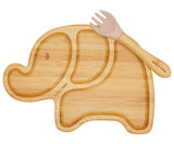 Milk It Baby, Bamboo Elephant Suction Plate & Fork Set, Dusty Pink, MI-BAMEDP002