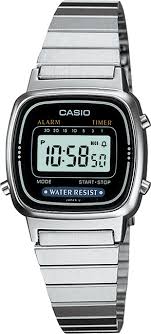 Casio Women's Watch Digital, Black Dial Silver Stainless Steel Strap, LA670WA-1DF