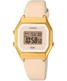 CasioWomen's Watch, White Dial Pastels Matte Ivory  Leather Strap, LA680WEGL-4DF