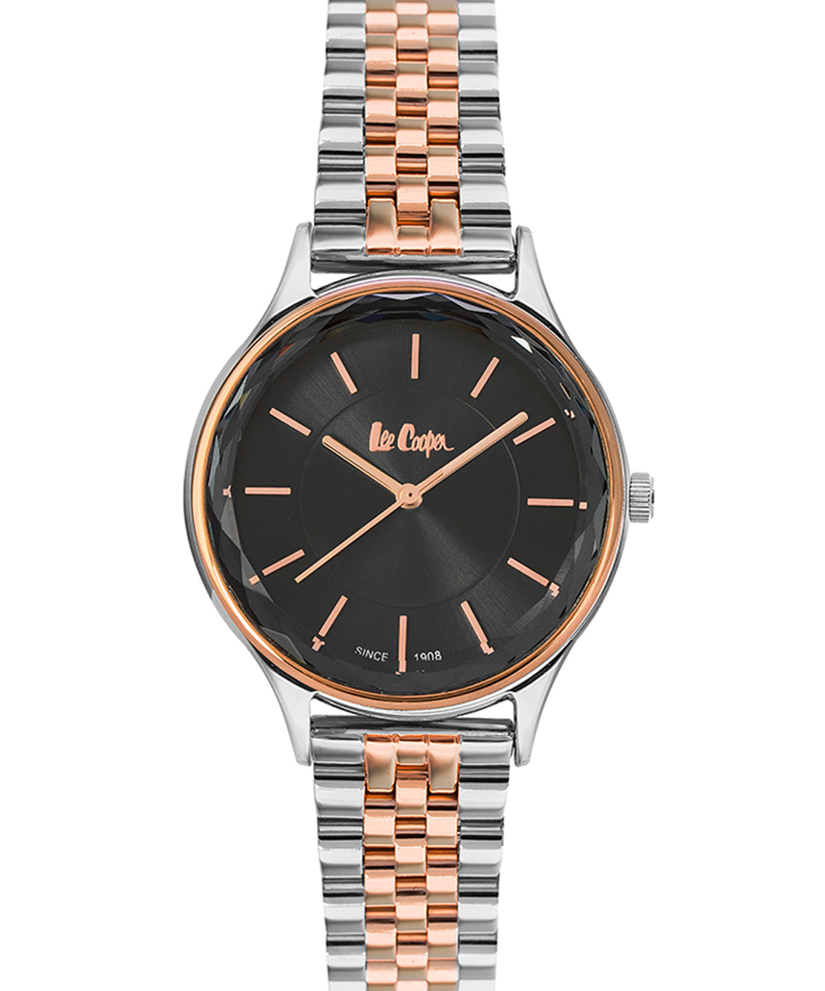 Lee Cooper  Women's Analog Black Dial Silver & Rose Gold Stainless Steel Watch, LC06892.560