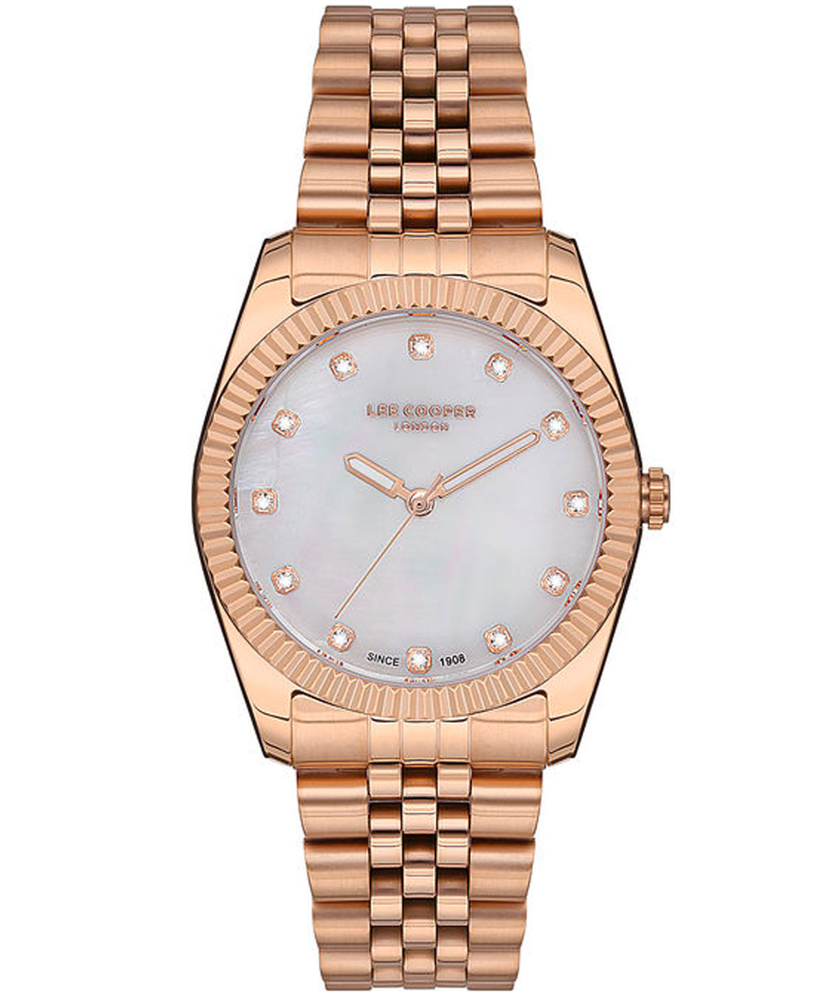 Lee Cooper  Women's Watch, Rose Gold Metal Strap, Mother of Pearl Dial, LC07115.420