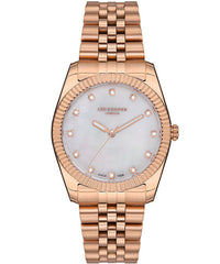 Lee Cooper  Women's Watch, Rose Gold Metal Strap, Mother of Pearl Dial, LC07115.420