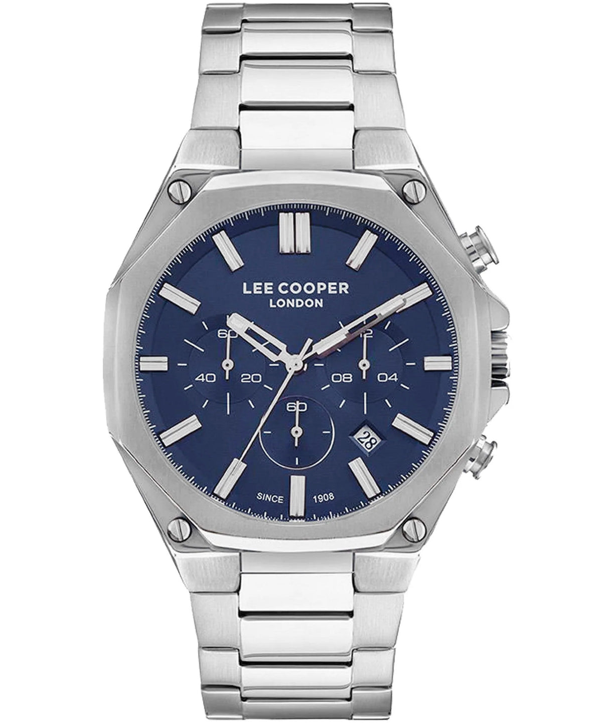 Lee Cooper  Men's Analog Blue Dial Silver Stainless Steel Watch, LC07319.390