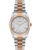 Lee Cooper Women's Analog Watch, White Dial, Silver & Rose Gold Stainless Steel Strap, LC07331.520