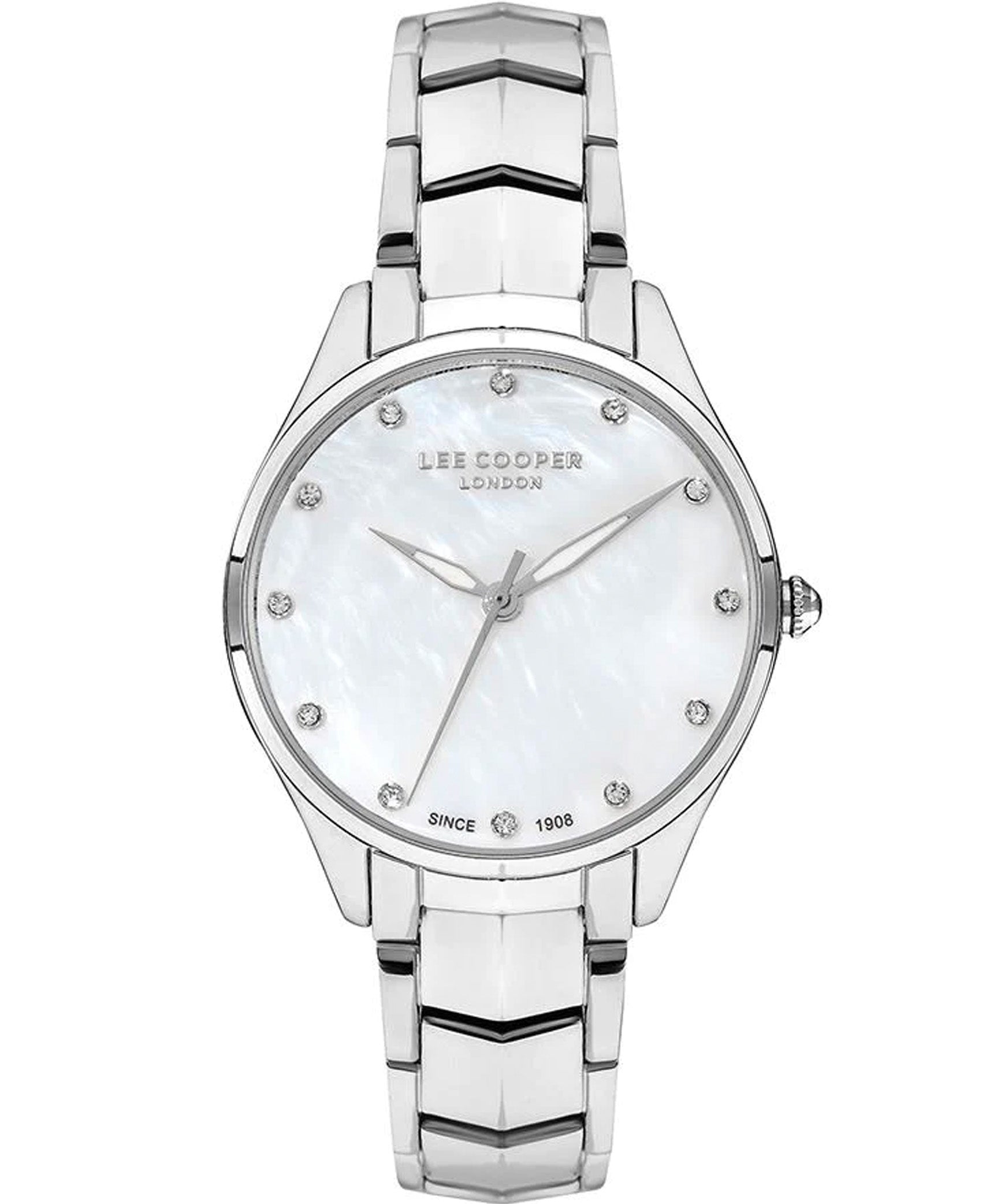 Lee Cooper Women's Analog Watch, White Dial, Silver Stainless Steel Strap, LC07393.320