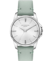 Lee Cooper Women's Analog Watch, Silver Dial, Green Leather Strap, LC07419.337