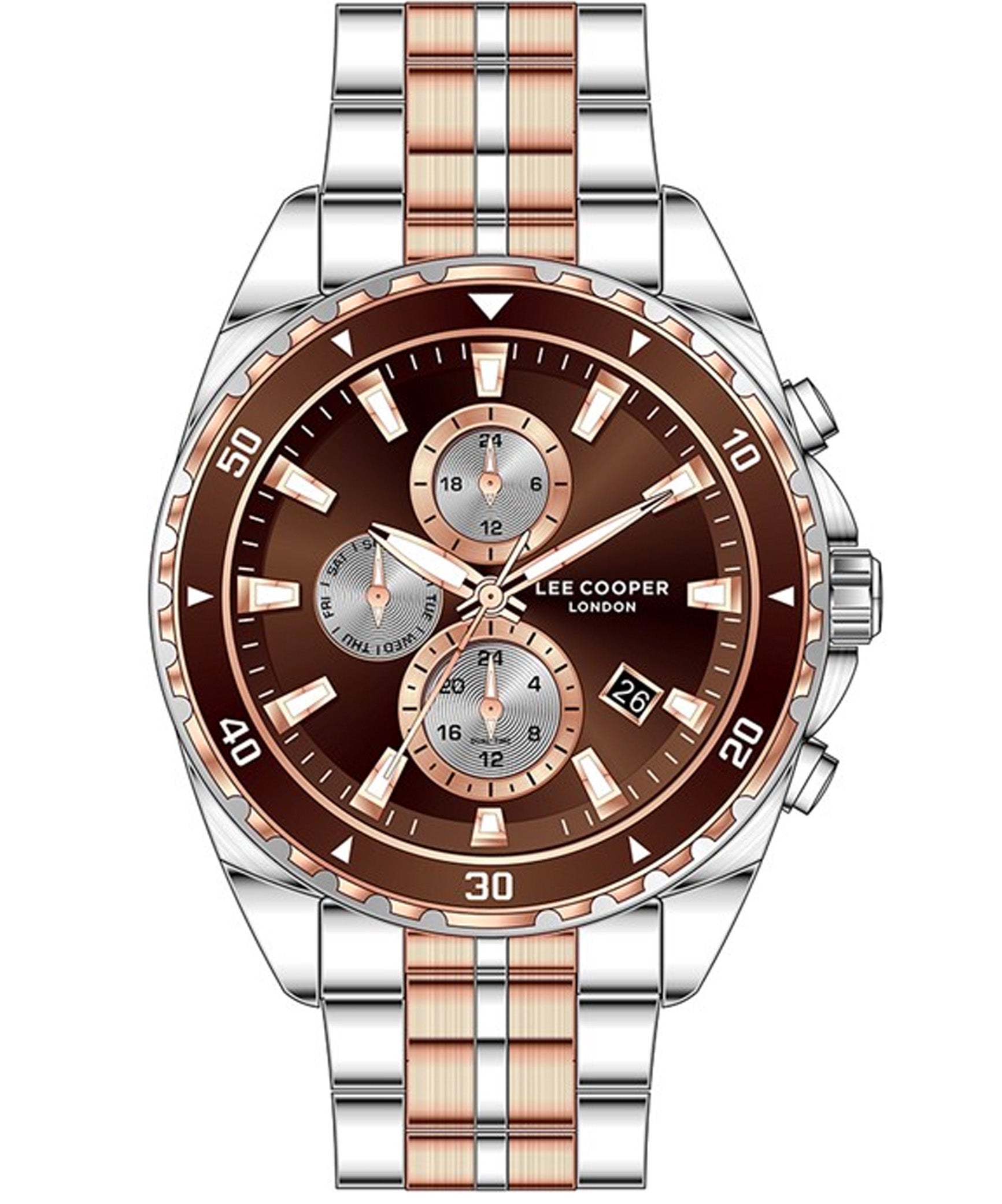 Lee Cooper, Men's, Analog Watch, Brown Dial, with Stainless Steel Band, LE-LC07515.560