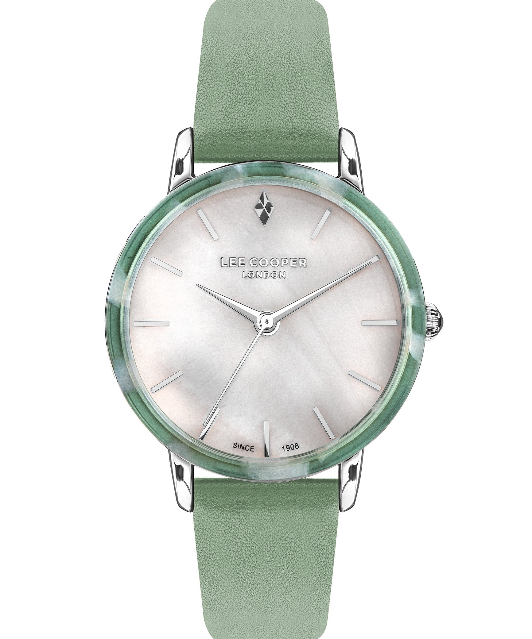 Lee Cooper  Elegance Women's Watch Green Dial, Green Leather Strap, LC07521.327