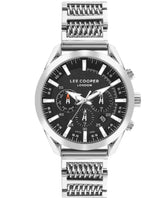 Lee Cooper Men's Multi Function Watch Black Dial Silver Metal Strap, LC07556.350