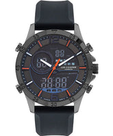 Lee Cooper Men's Watch Dark Black Dial Black Rubber Strap, LC07559.066
