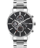 Lee Cooper Men's Multi Function Watch Black Dial Silver Metal Strap, LC07562.350