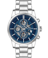 Lee Cooper Men's Multi Function Watch Blue Dial Silver Metal Strap, LC07562.390