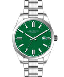 Lee Cooper Men's Multi Function Watch Green Dial Silver Metal Strap, LC07565.370