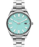 Lee Cooper Men's Watch Turquoise Dial Silver Metal Strap, LC07565.390