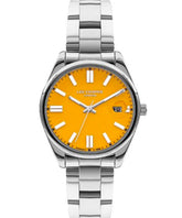 Lee Cooper Women's Watch Gold Dial Silver Metal Strap, LC07566.310