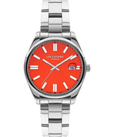 Lee Cooper Women's Watch Orange Dial Silver Metal Strap, LC07566.380