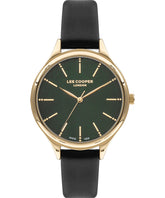 Lee Cooper Women's Watch Green Dial Black Leather Strap, LC07567.177