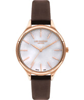 Lee Cooper Women's Watch Mother of Pearl Dial Brown Leather Strap, LC07567.424