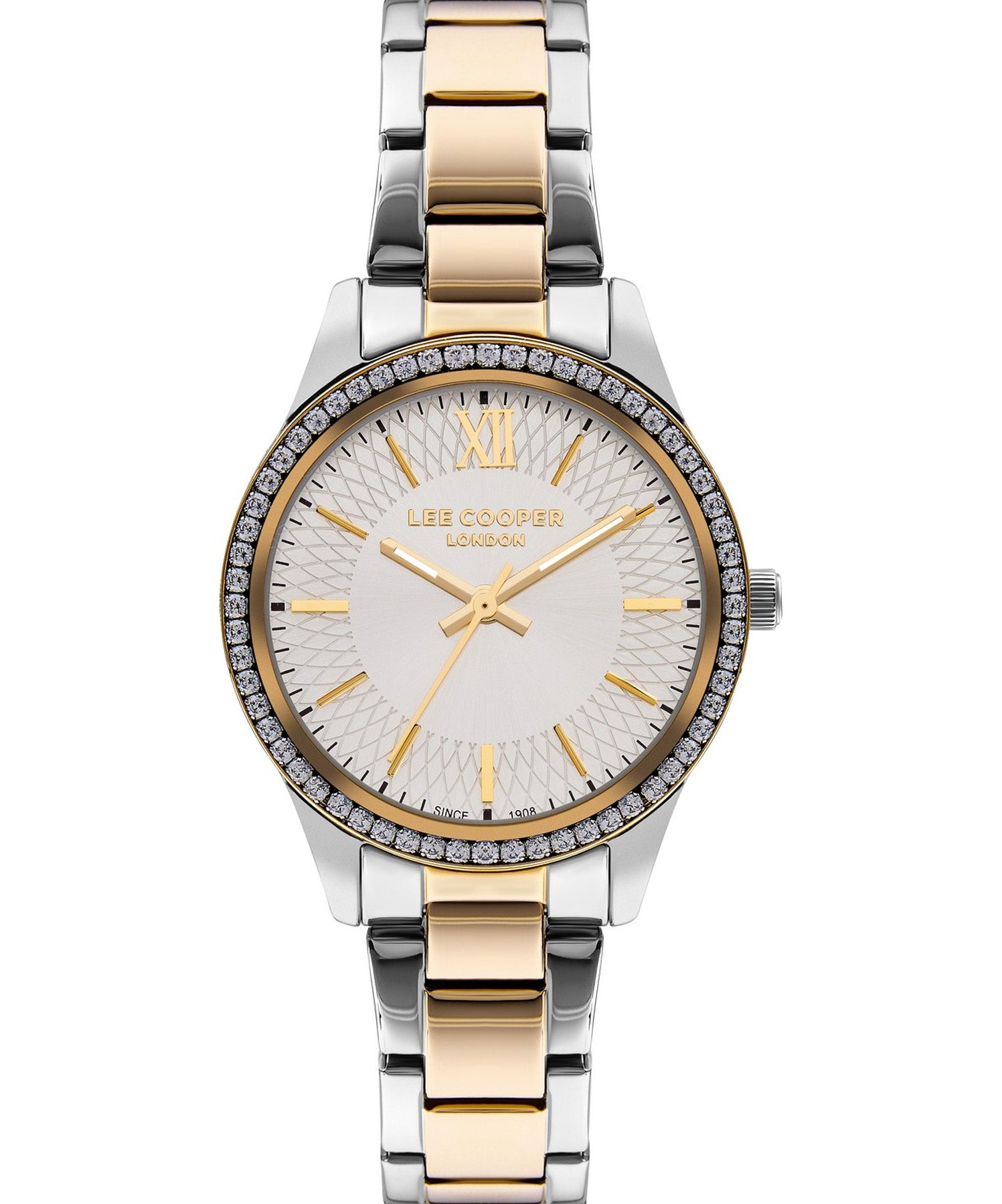 Lee Cooper Women's Watch Silver Dial Rose Gold Metal Strap, LC07569.230