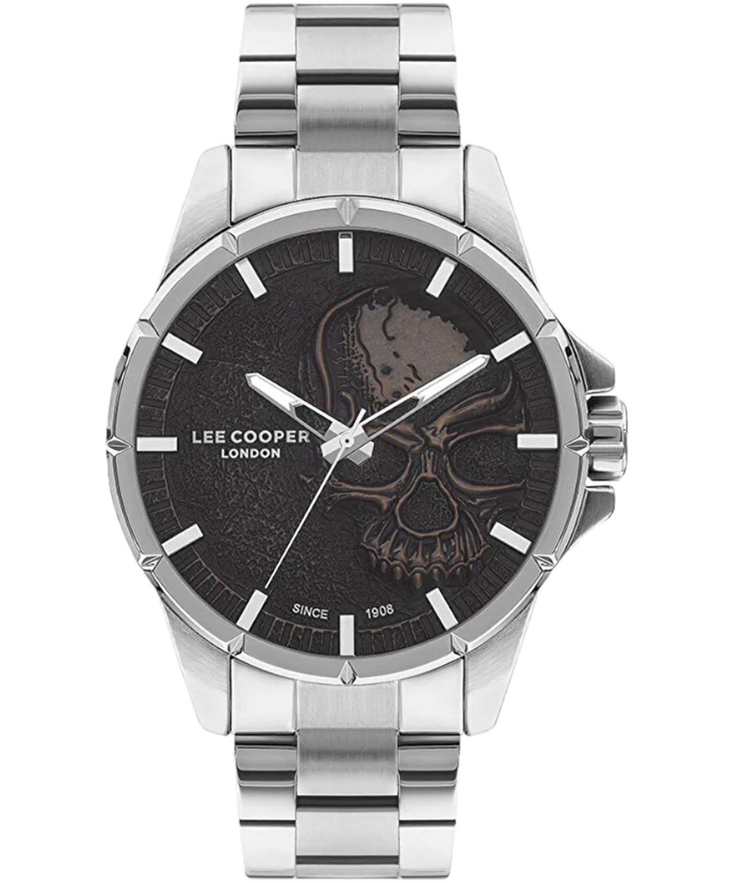 Lee Cooper Men's Watch Black Dial Silver Metal Strap, LC07573.350