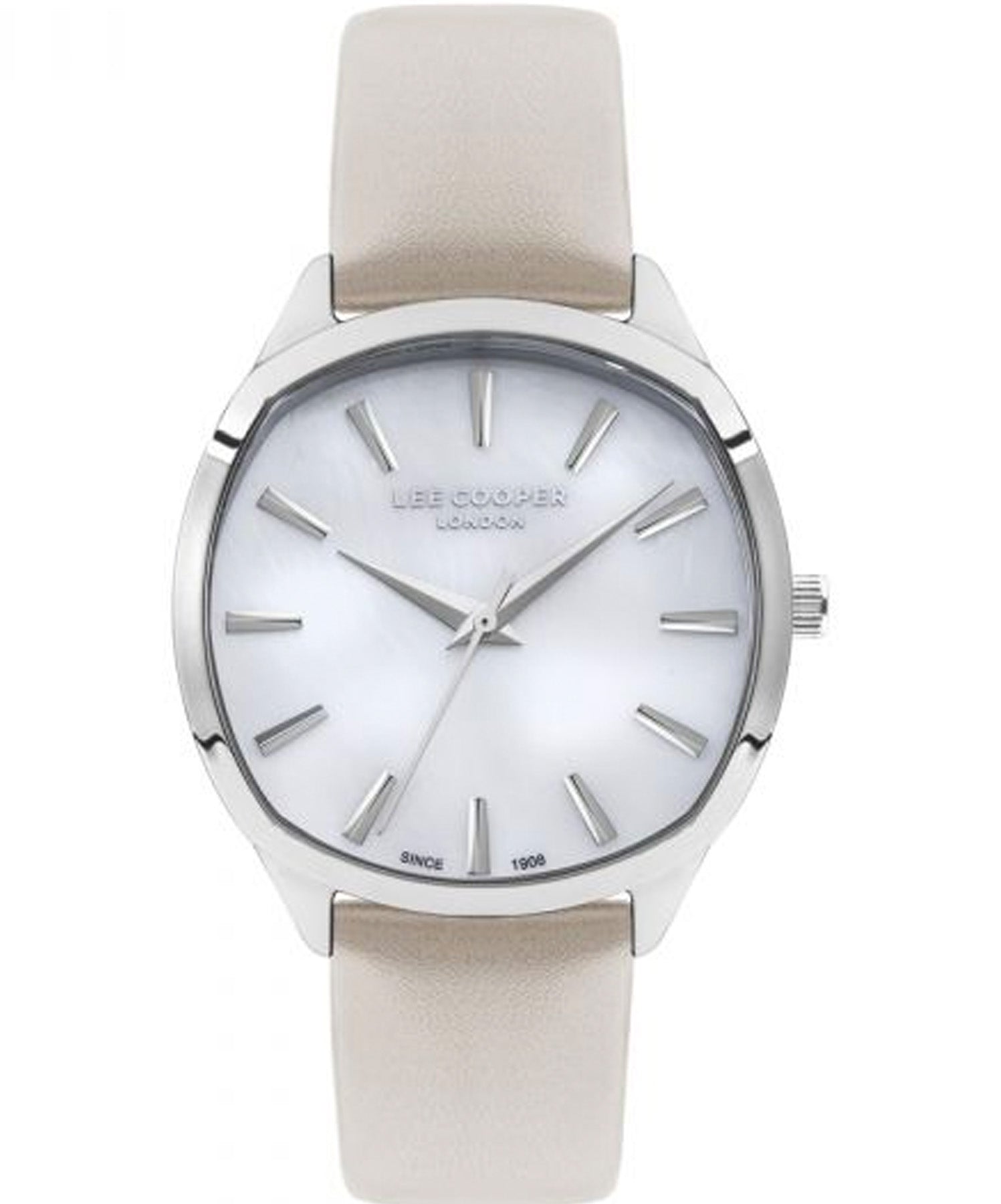 Lee Cooper Women's Watch Silver Dial Beige Leather Strap, LC07578.322