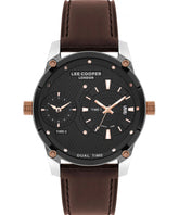 Lee Cooper Men's Multi Function Watch Black Dial Brown Leather Strap, LC07586.354