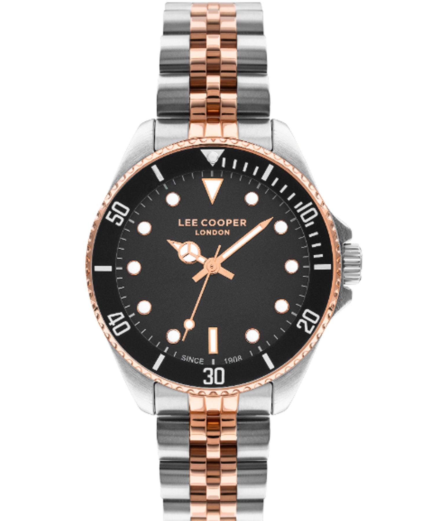 Lee Cooper Women's Watch Black Dial Two Toned Metal Strap, LC07593.560