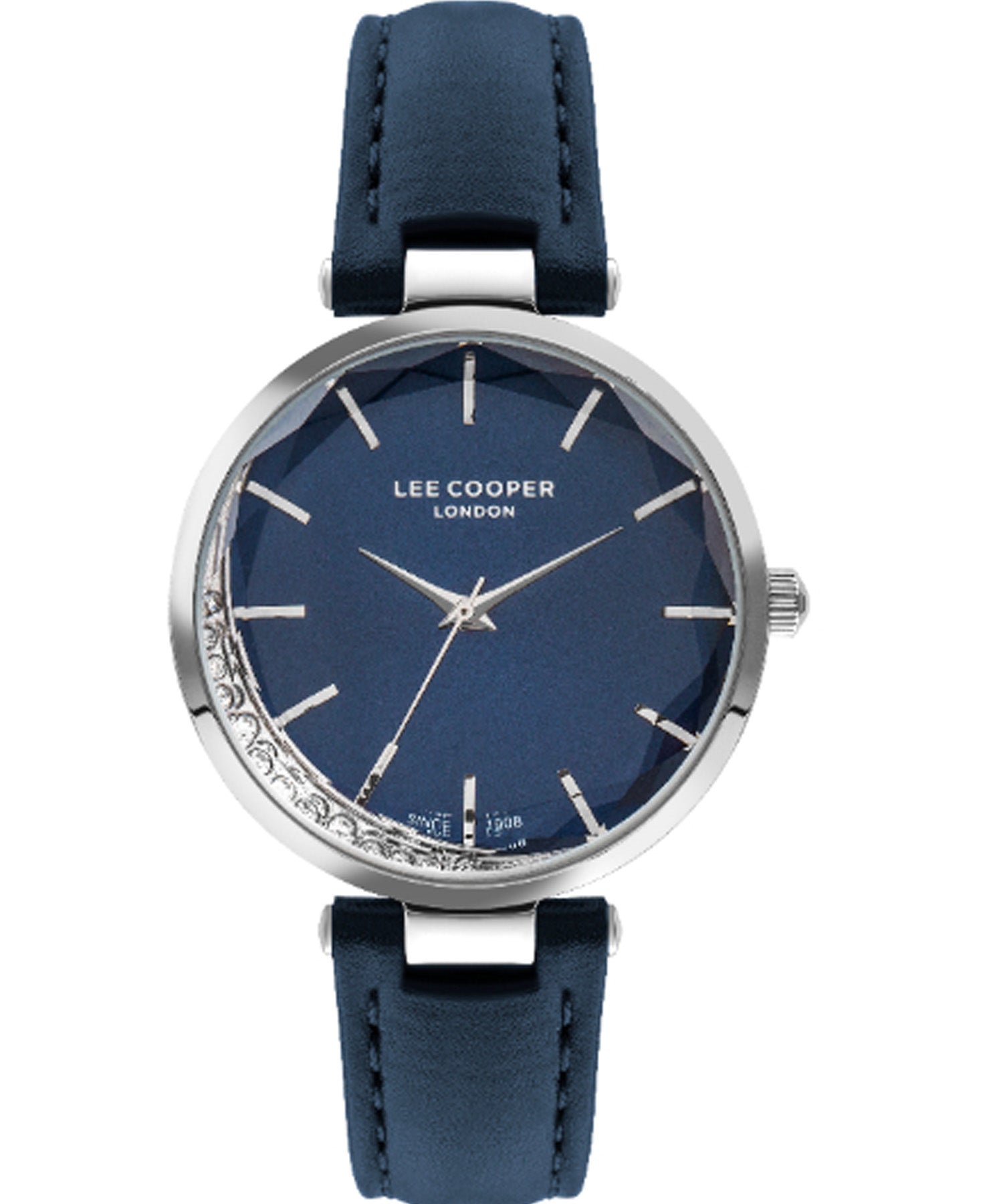 Lee Cooper Women's Watch Blue Dial Blue Leather Strap, LC07602.399