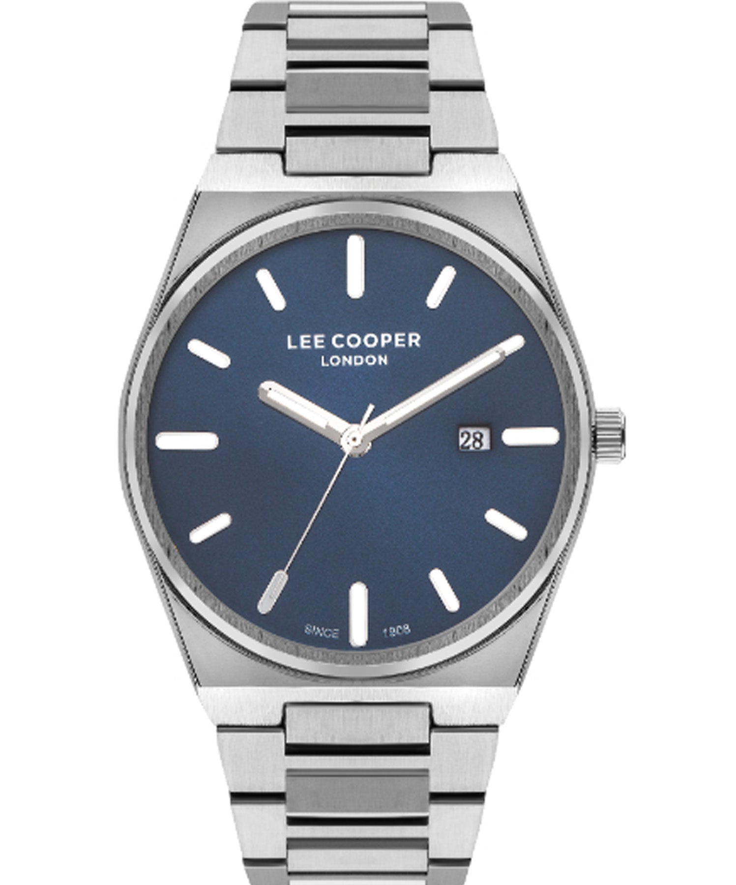 Lee Cooper Men's Watch Blue Dial Silver Metal Strap, LC07608.390