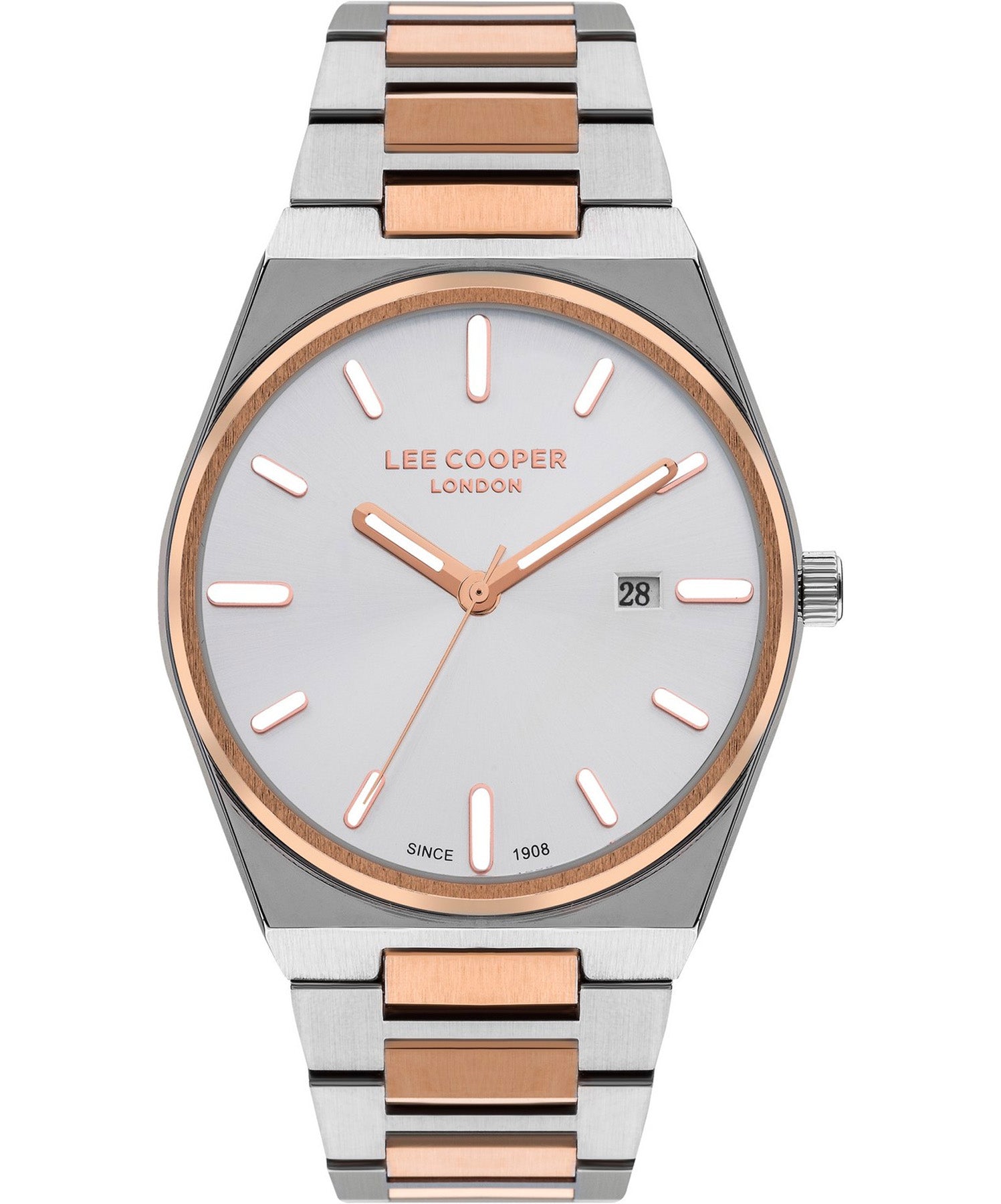 Lee Cooper Men's Watch Silver Dial Two Toned Metal Strap, LC07608.530