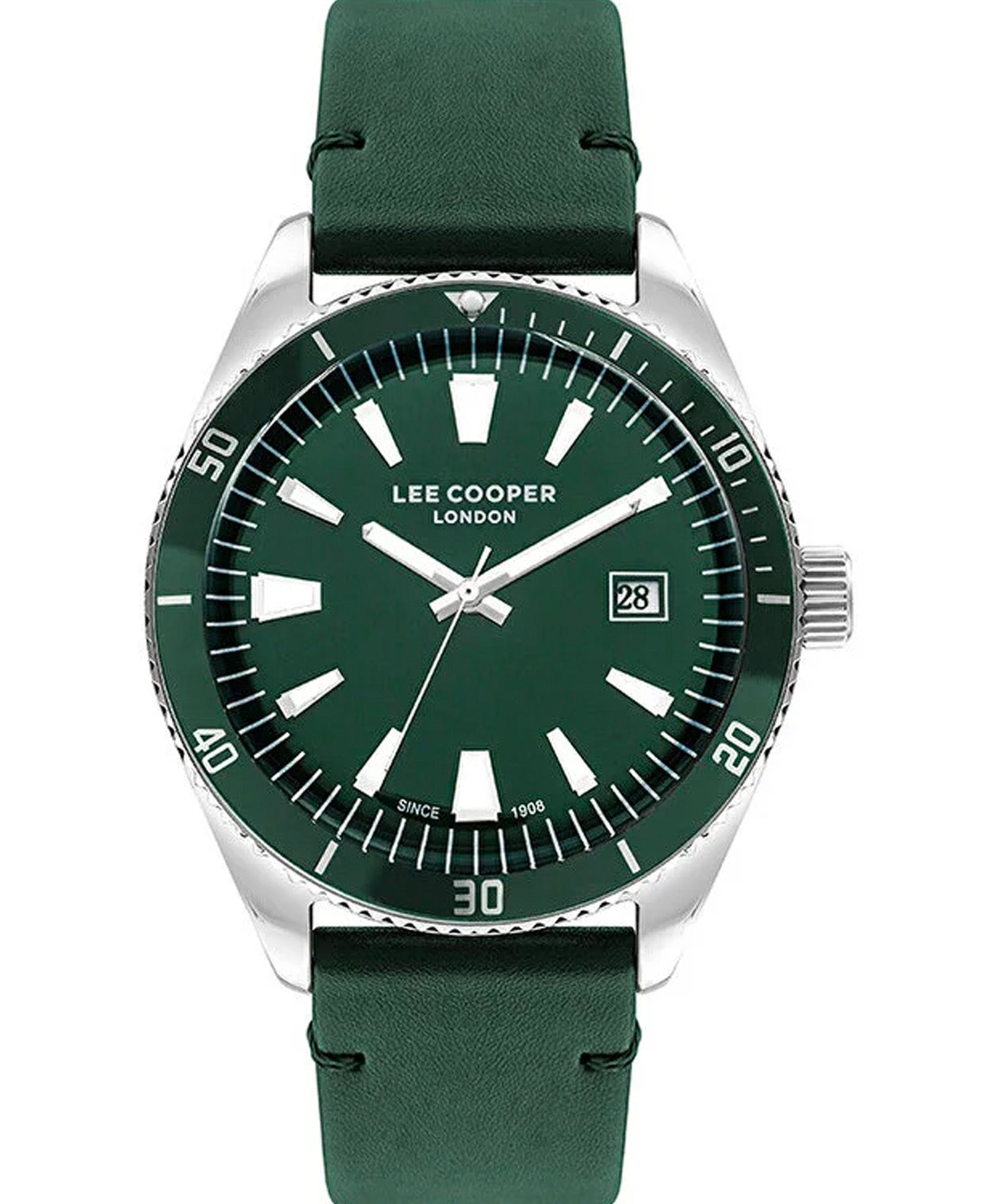 Lee Cooper Men's Watch Green Dial Green Leather Strap, LC07611.377