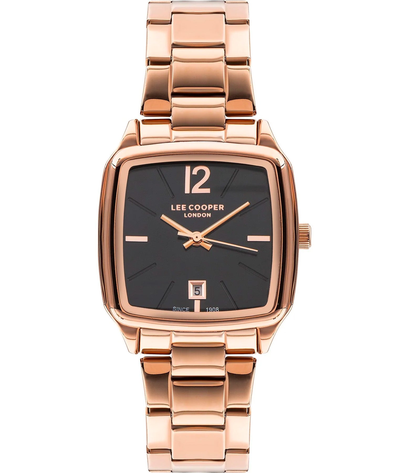 Lee Cooper Women's Watch Black Dial Rose Gold Metal Strap, LC07612.450