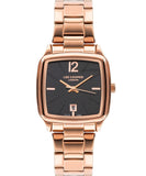 Lee Cooper Women's Watch Black Dial Rose Gold Metal Strap, LC07612.450