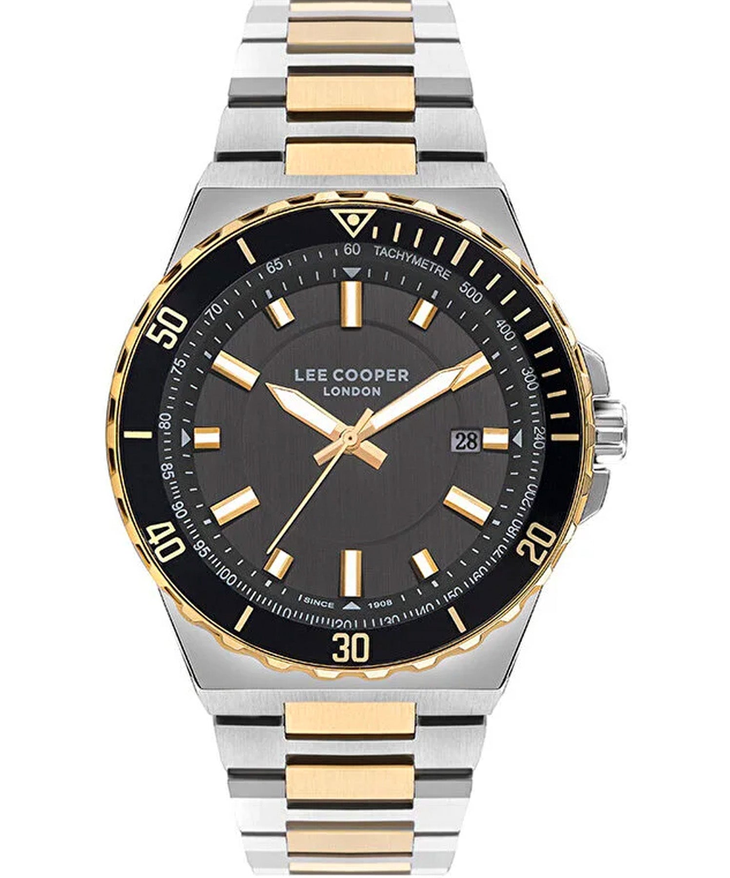 Lee Cooper Men's Watch Black Dial Two Toned Metal Strap, LC07622.260