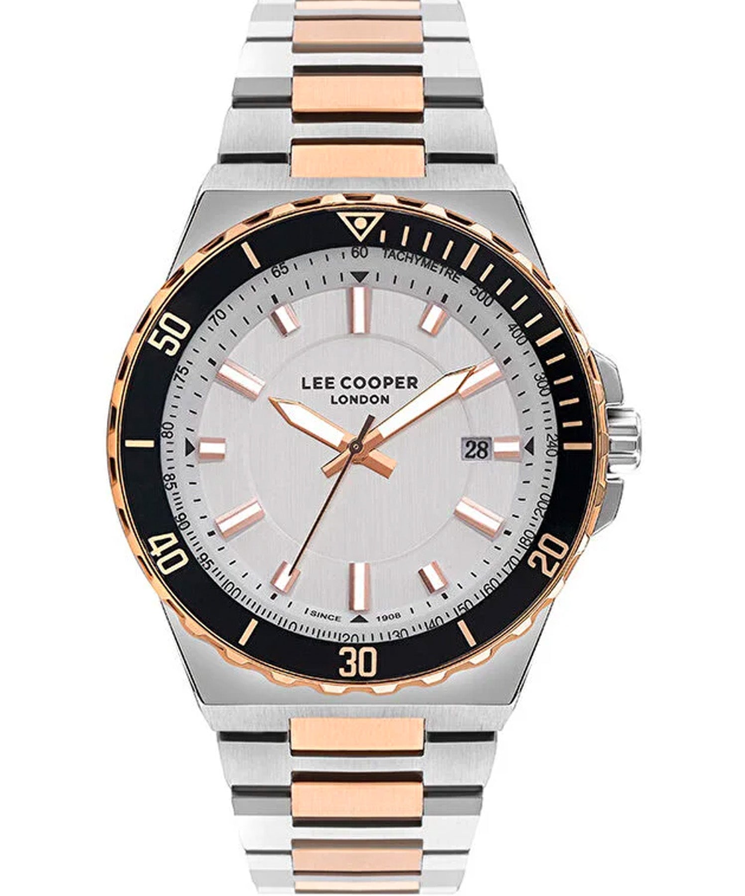 Lee Cooper Men's Watch Silver Dial Two Toned Metal Strap, LC07622.530